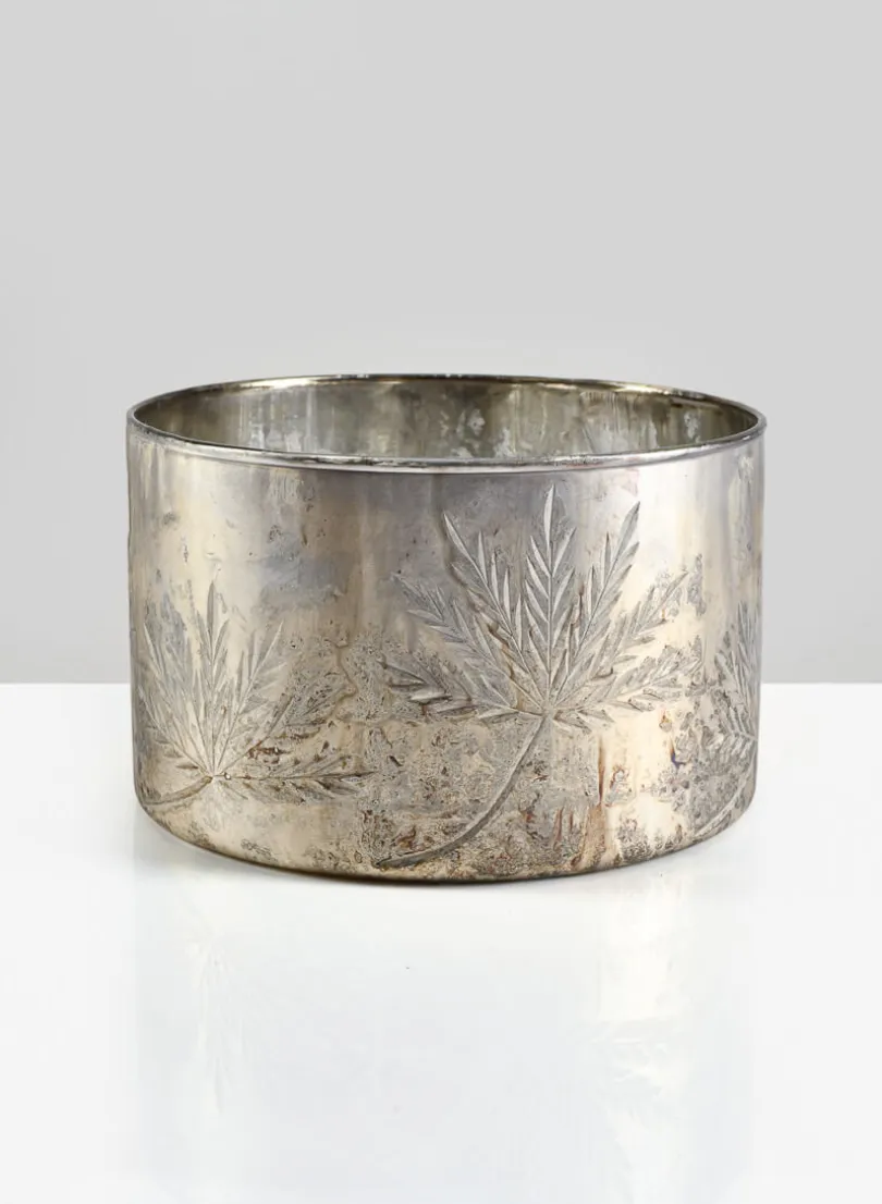 7in Wide Cairo Vintage Glass Silver Low Bowl