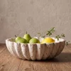10in Wide Chagai Natural Travertine Decorative Bowl