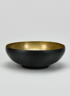 12in Wide Chennai Black Out Gold In Aluminum Bowl
