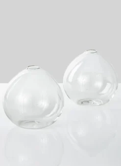 4in Wide Clear Ball Glass Vase, Set of 2