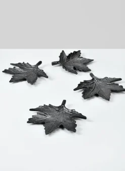 4.75in Wide Dark Platinum Maple Leaf Tray, Set of 4