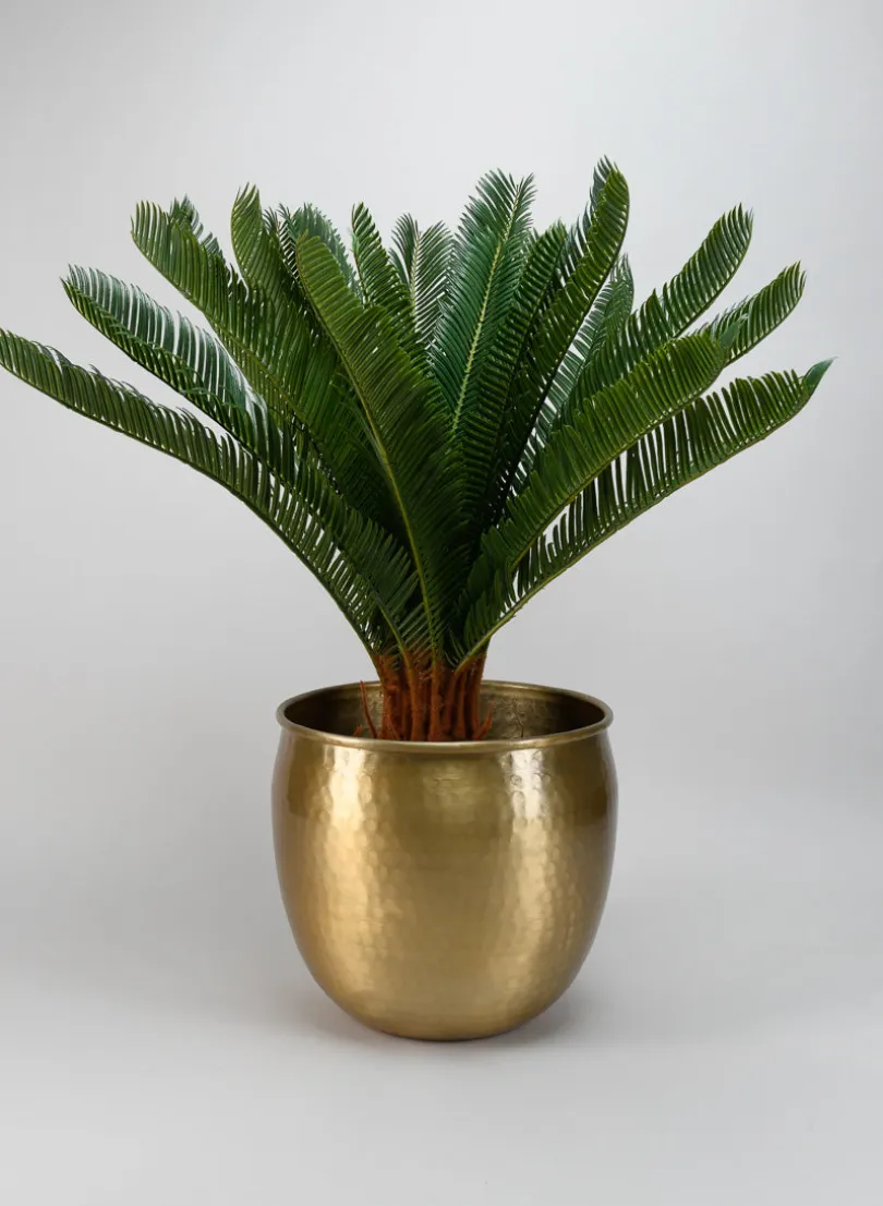 10.75in Wide Devdas Brass Look Aluminum Indoor Garden Pot, Large