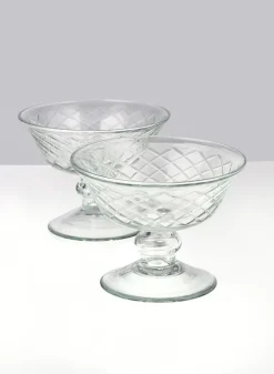 4.5in Wide Diamond Cut Glass Pedestal Bowl