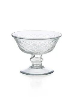 4.5in Wide Diamond Cut Glass Pedestal Bowl