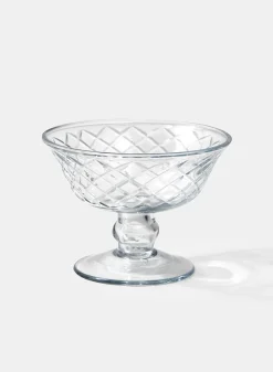 4.5in Wide Diamond Cut Glass Pedestal Bowl