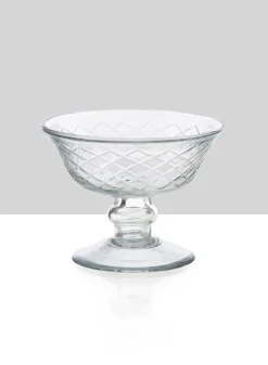 4.5in Wide Diamond Cut Glass Pedestal Bowl