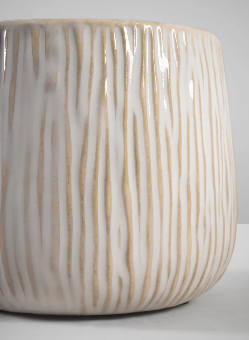4in Wide Faro Aged White Ceramic Bowl