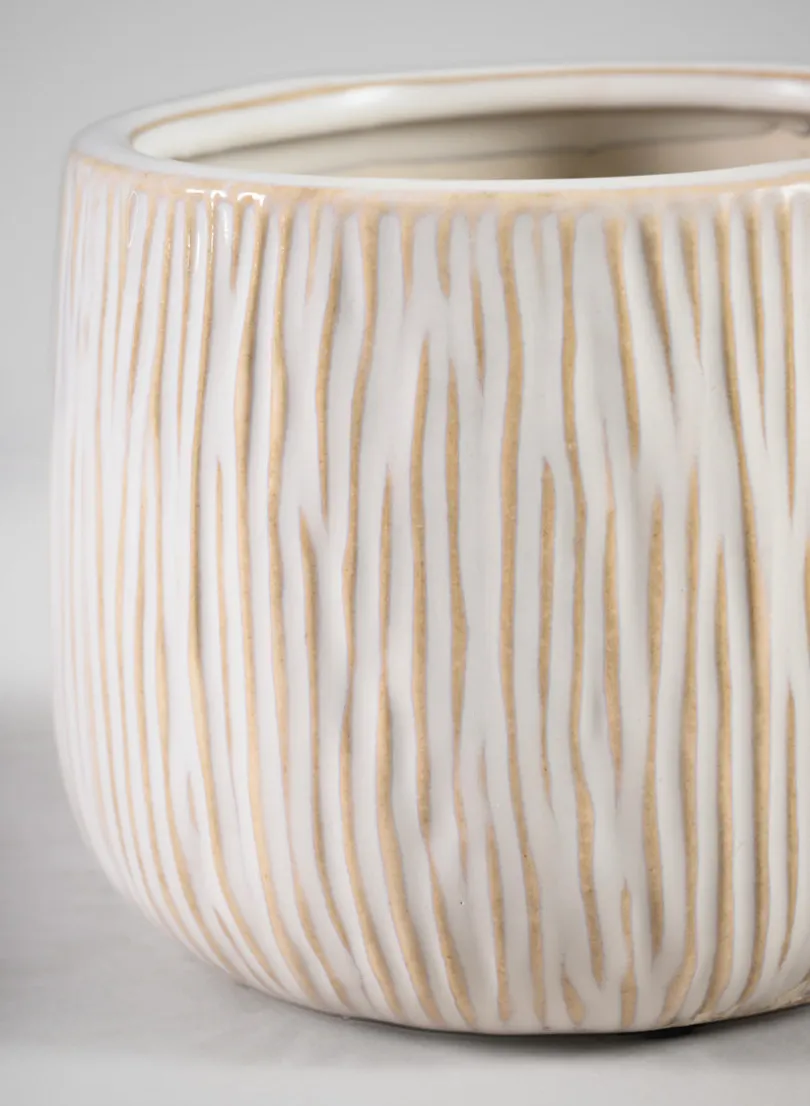 4in Wide Faro Aged White Ceramic Bowl