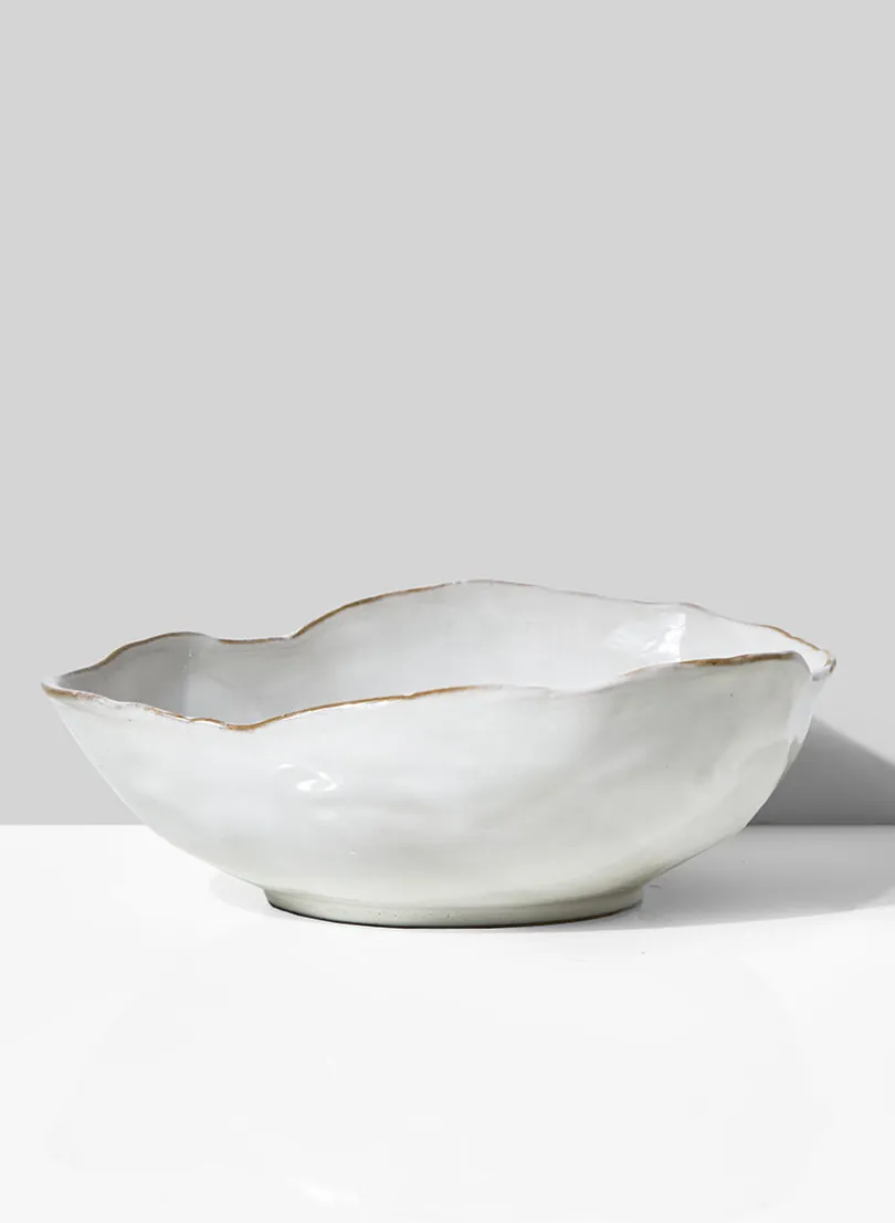 10.5in Wide Freeform Edge Ceramic Potter's Bowl