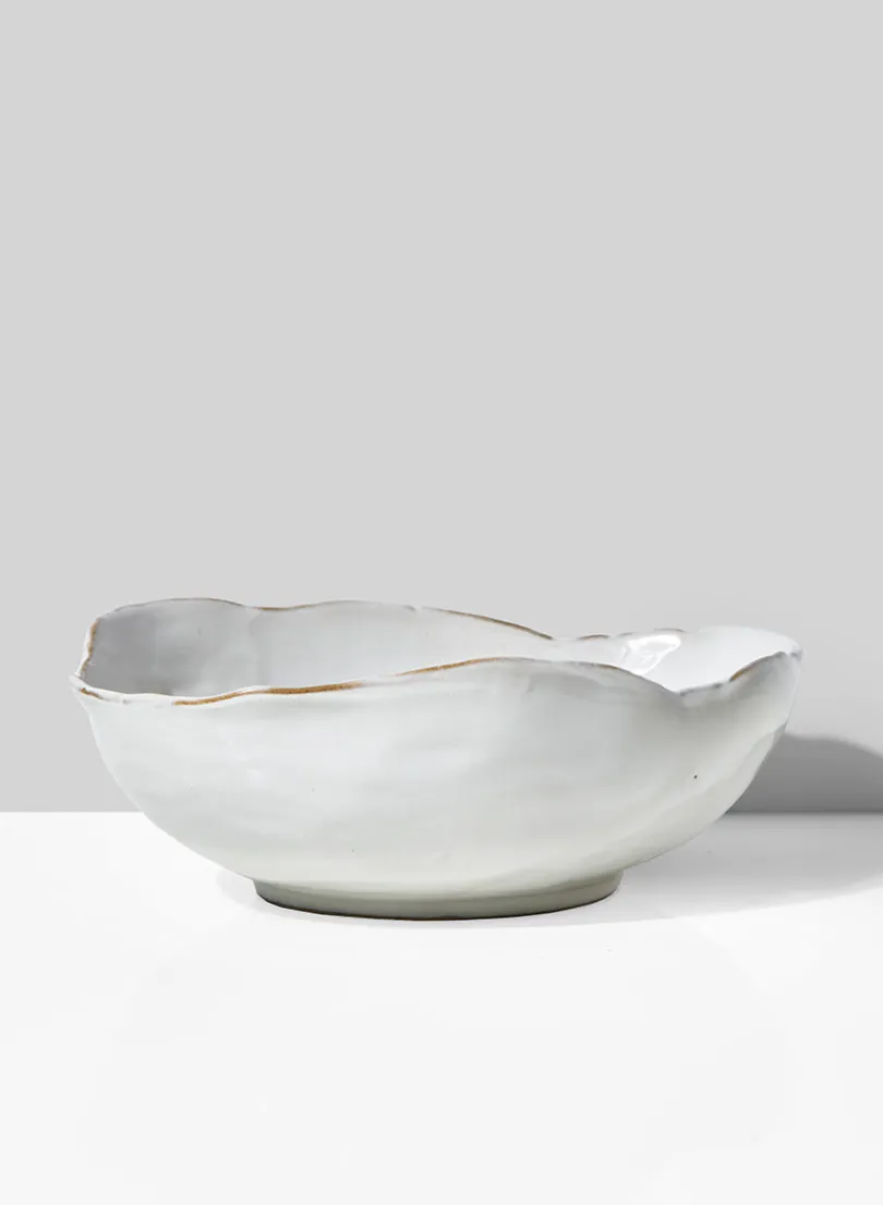 10.5in Wide Freeform Edge Ceramic Potter's Bowl