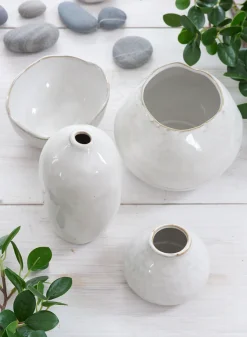 4in Wide Freeform Edge Ceramic Potter's Bowl, Set of 4