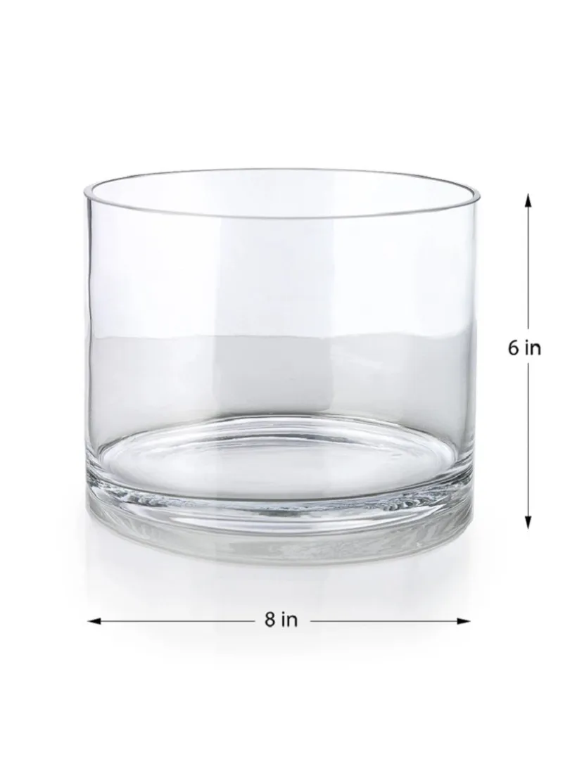 8in Wide Glass Cylinder Vase
