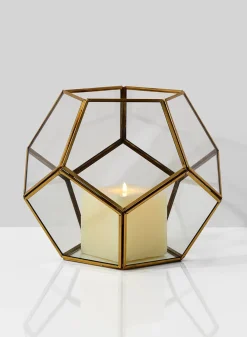 10in Wide Glass Honeycomb Candleholder