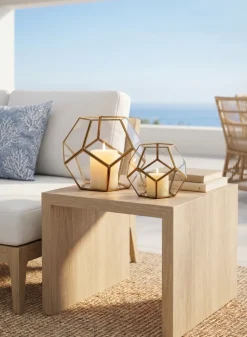 11in Wide Glass Honeycomb Candleholder