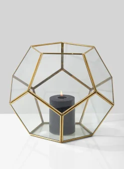 11in Wide Glass Honeycomb Candleholder