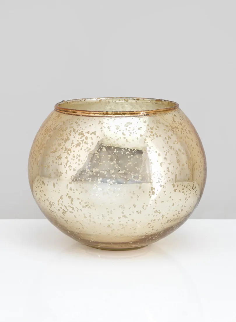 8in Wide Gold Glass Fish Bowl
