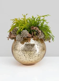 8in Wide Gold Glass Fish Bowl