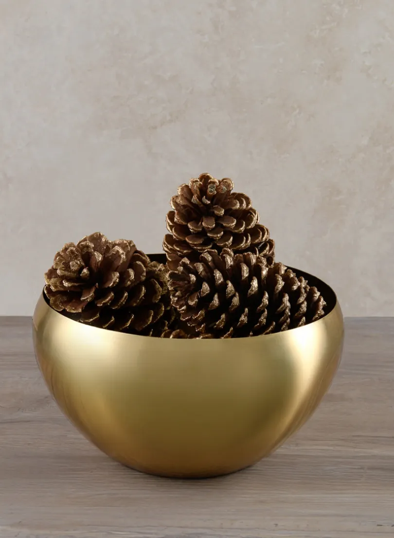 8in Wide Gold Metal Bowl