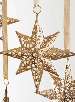 7in Wide Gold North Star Metal Ornament, Set of 4