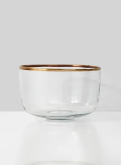 6in Wide Gold Rim Glass Bowl