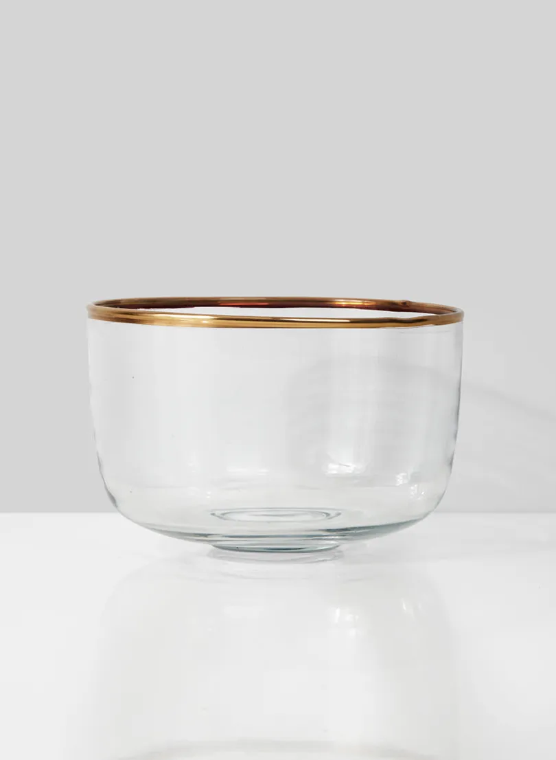 6in Wide Gold Rim Glass Bowl