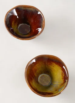 4.5in Wide Guan Oxblood Mini Ceramic Bowls, Set of 2