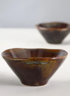 4.5in Wide Guan Oxblood Mini Ceramic Bowls, Set of 2