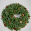 32in Wide Hard Needle Wreath, 24 Pinecones, 240 Tips