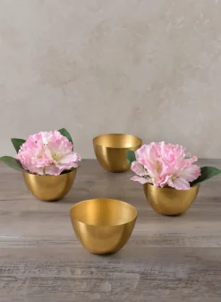 4.25in Wide Iron Gold Mini Bowls, Set of 4