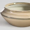 5.5in Wide Ivory Glaze Ceramic Ikebana Bowl