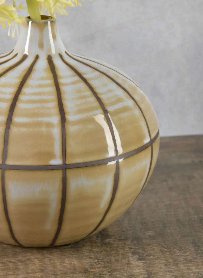 7in Wide Izushi Handcrafted Deco Ceramic Vase