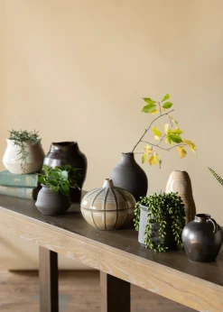 7in Wide Izushi Handcrafted Deco Ceramic Vase