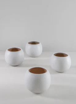 4.5in Wide Jorvik White Ceramic Fishbowl, Set of 4