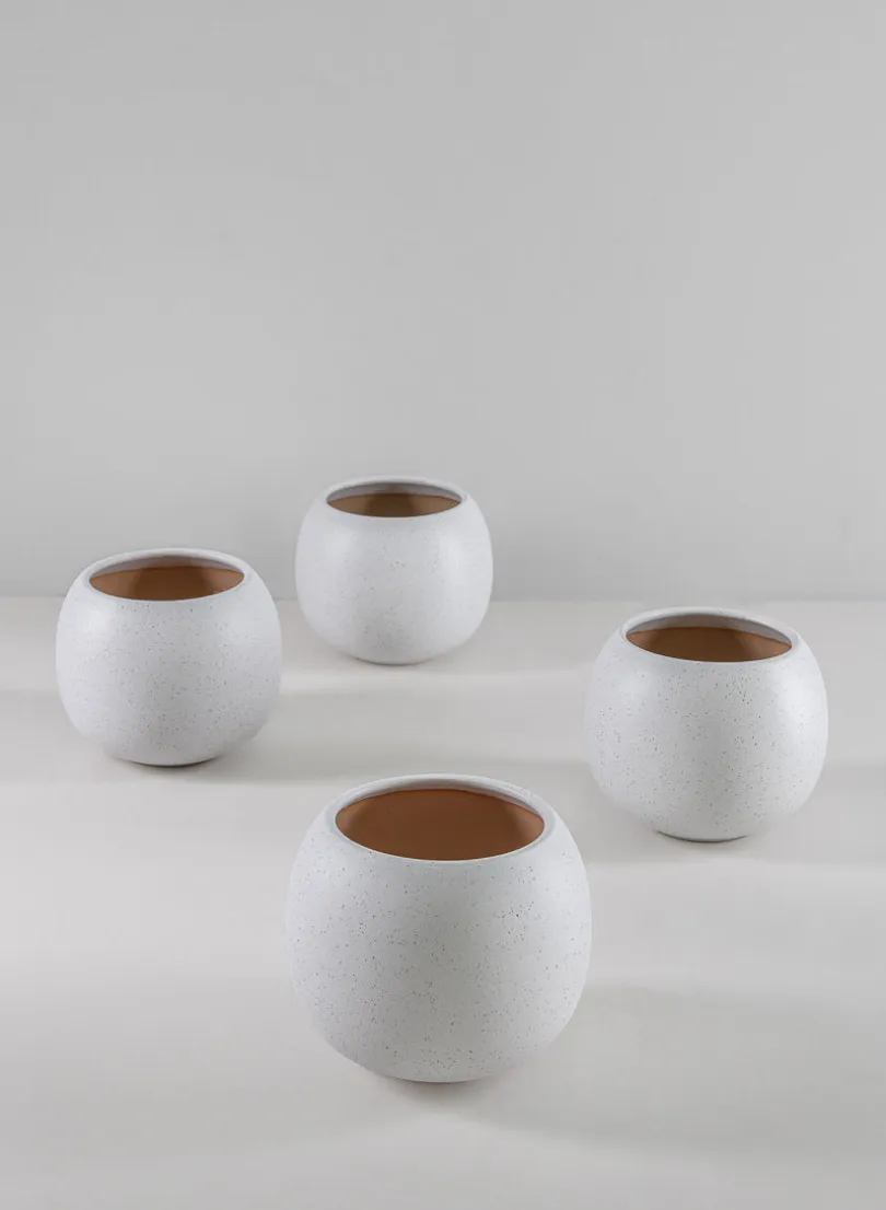 4.5in Wide Jorvik White Ceramic Fishbowl, Set of 4