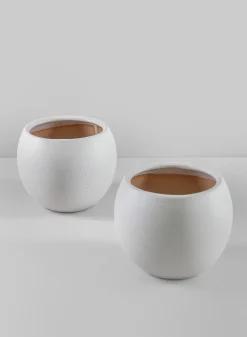 6in Wide Jorvik White Ceramic Fishbowl, Set of 2
