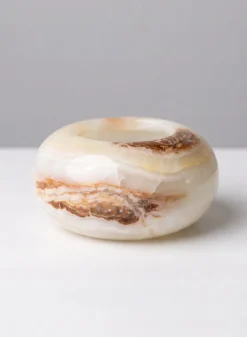 3in Wide Khyber White Onyx Candle Holder