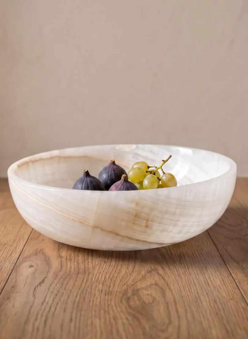 8in Wide Khyber White Onyx Decorative Bowl