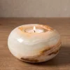 6in Wide Khyber White Onyx Low Cylinder