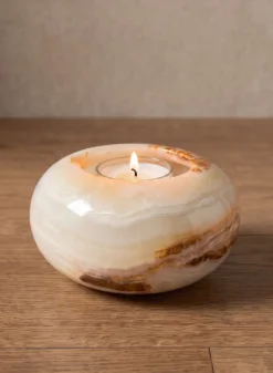 6in Wide Khyber White Onyx Low Cylinder