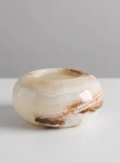6in Wide Khyber White Onyx Low Cylinder