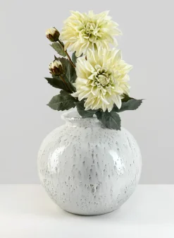 11.5in Wide Lebes Aged White Garden Urn