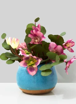 7in Wide Light Blue Ceramic Potter's Vase
