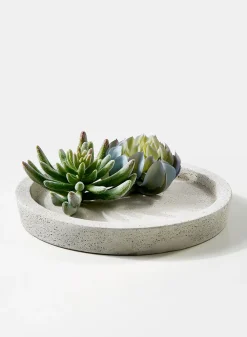 9.25in Wide Limestone Cement Saucer