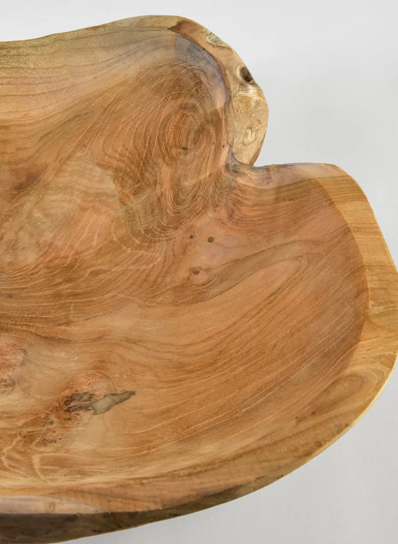 12in Wide Makassar Teak Dish Wood Bowl