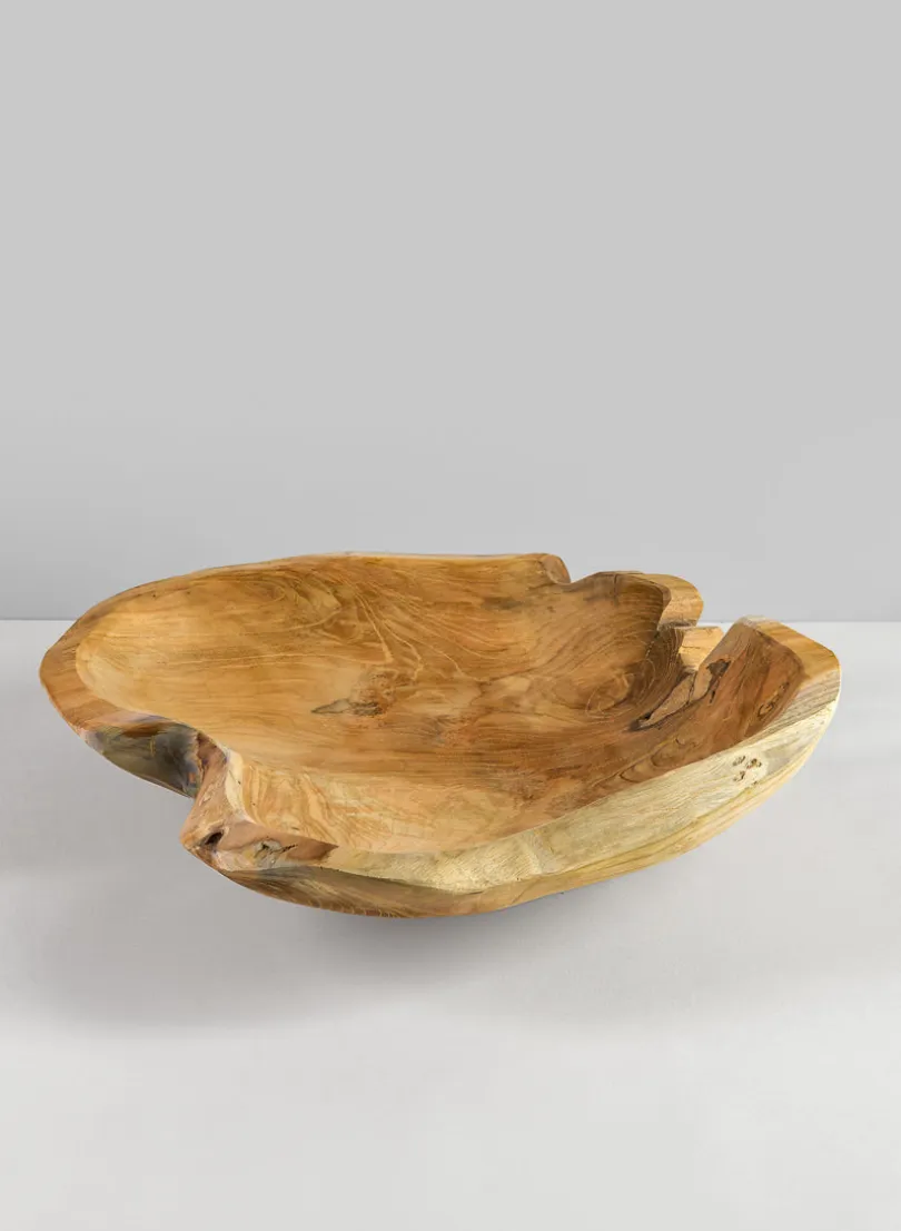 12in Wide Makassar Teak Dish Wood Bowl