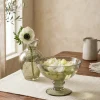 6in Wide Malaga Green Luster Glass Flower Compote