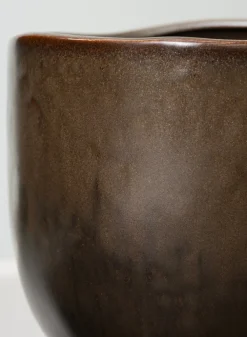 5.75in Wide Mashiko Aged Brown Ceramic Pot