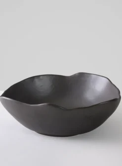 12in Wide Matte Black Ceramic Centerpiece Bowl