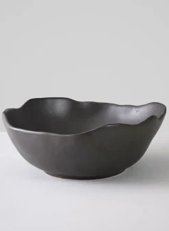 12in Wide Matte Black Ceramic Centerpiece Bowl