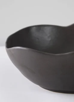 12in Wide Matte Black Ceramic Centerpiece Bowl